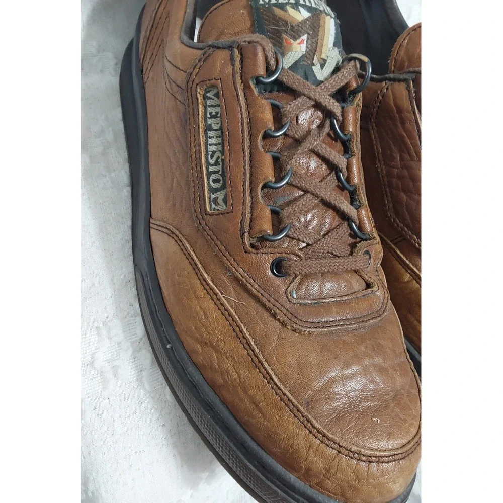 Mephisto Mens Brown Leather Walking Shoes Sneakers Made in France Size 10